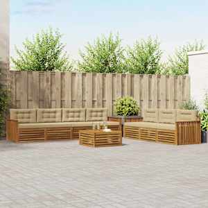 Zunanja garnitura za sedenje z blazino 8 pcs Naravna in bež