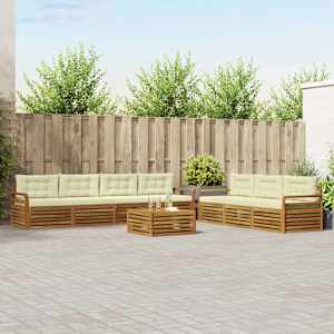 Zunanja garnitura za sedenje z blazino 8 pcs Naravna in smetana