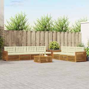 Zunanja garnitura za sedenje z blazino 8 pcs Naravna in smetana