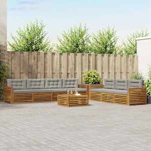 Zunanja garnitura za sedenje 8 pcs Naravna in svetlo siva