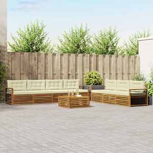 Zunanja garnitura za sedenje z blazino 8 pcs Naravna in smetana