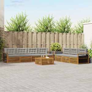 Zunanja garnitura za sedenje 8 pcs Naravna in svetlo siva