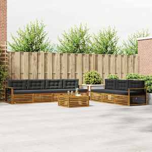 Zunanja garnitura za sedenje 8 pcs Naravna in antracitna