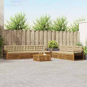 Zunanja garnitura za sedenje z blazino 8 pcs Naravna in bež