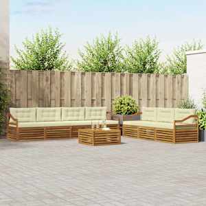 Zunanja garnitura za sedenje z blazino 8 pcs Naravna in smetana