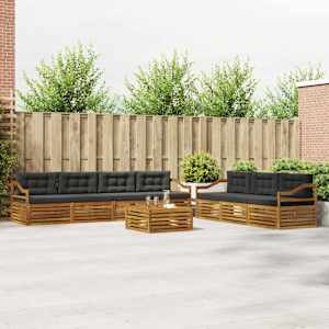 Zunanja garnitura za sedenje 8 pcs Naravna in antracitna