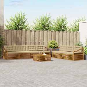 Zunanja garnitura za sedenje z blazino 8 pcs Naravna in bež