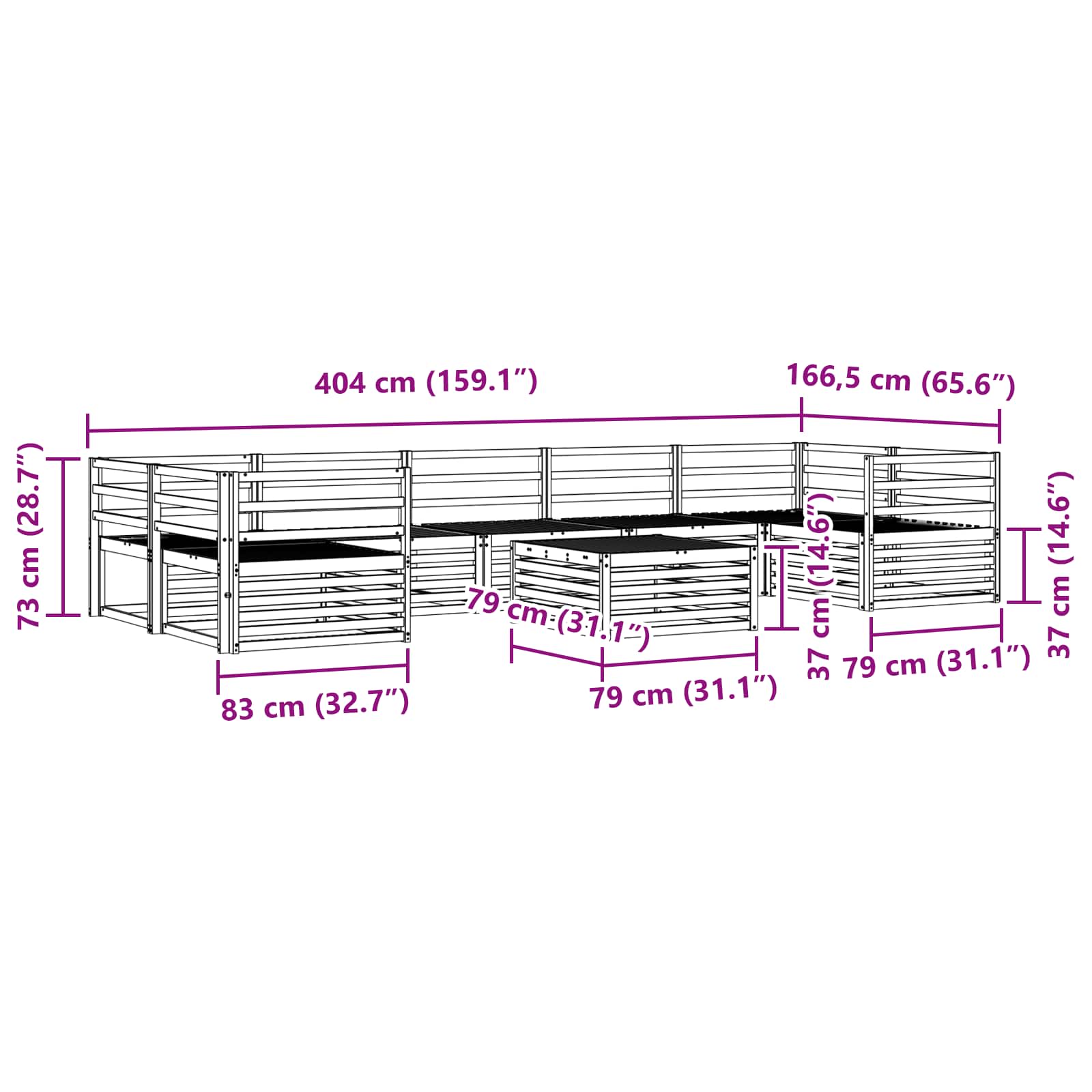 Zunanja garnitura za sedenje 8 pcs Naravna Masiven les akacije - slika 9