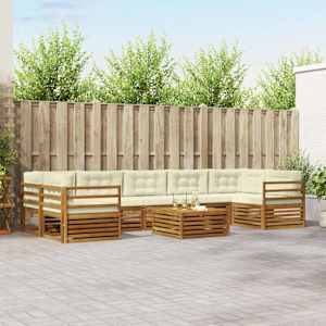 Zunanja garnitura za sedenje z blazino 8 pcs Naravna in smetana