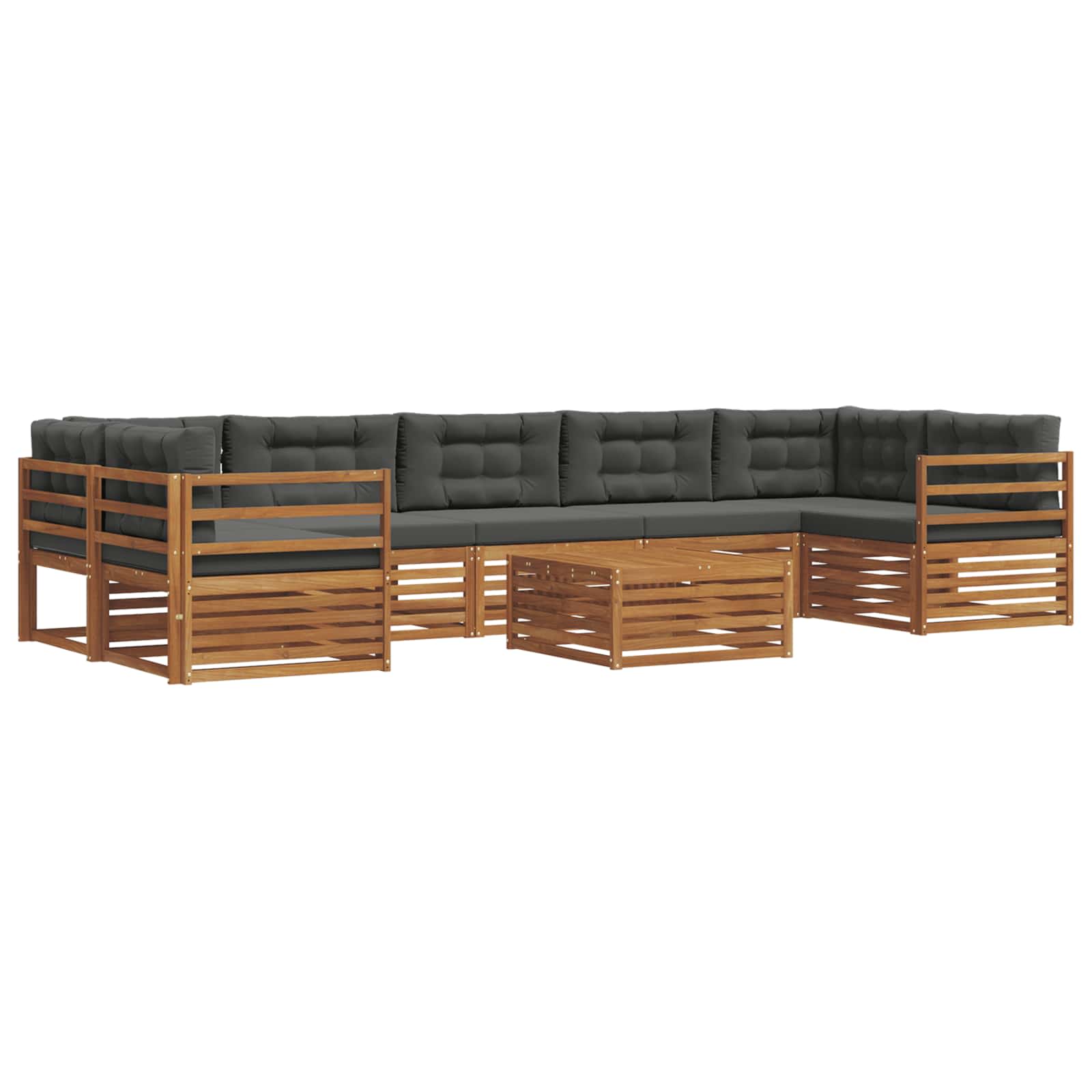 Buiten bankenset met kussen 8 pcs Natuurlijk en Antraciet - Afbeelding 2