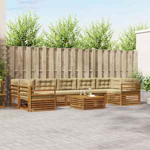 Zunanja garnitura za sedenje z blazino 8 pcs Naravna in bež