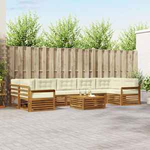 Zunanja garnitura za sedenje z blazino 8 pcs Naravna in smetana