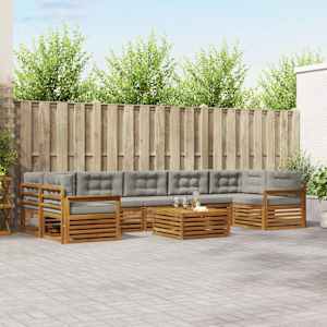 Zunanja garnitura za sedenje 8 pcs Naravna in svetlo siva