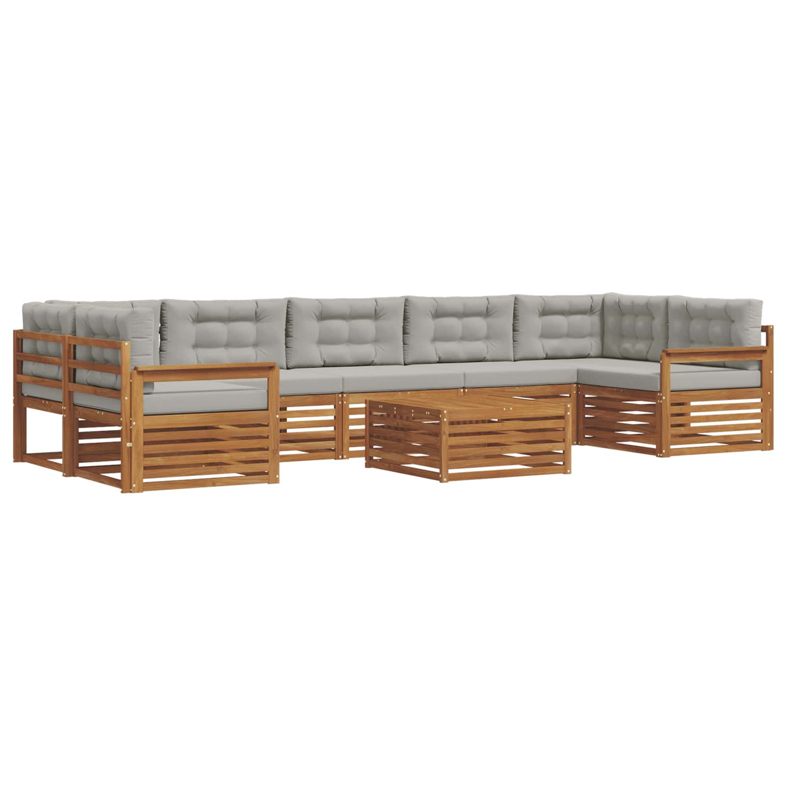 Zunanja garnitura za sedenje 8 pcs Naravna in svetlo siva - slika 2