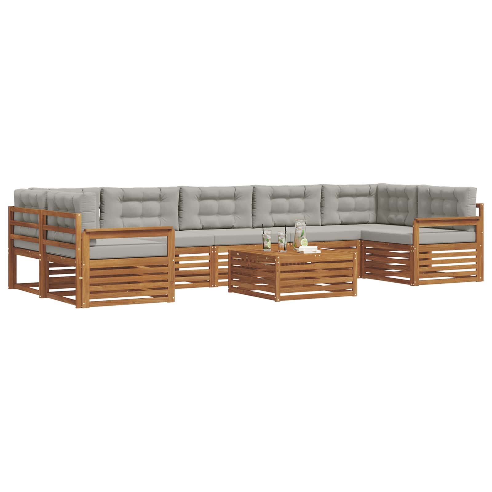 Zunanja garnitura za sedenje 8 pcs Naravna in svetlo siva - slika 3