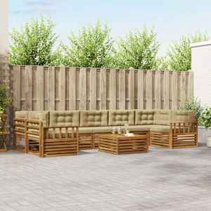 Zunanja garnitura za sedenje z blazino 8 pcs Naravna in bež