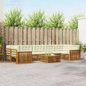 Zunanja garnitura za sedenje z blazino 8 pcs Naravna in smetana