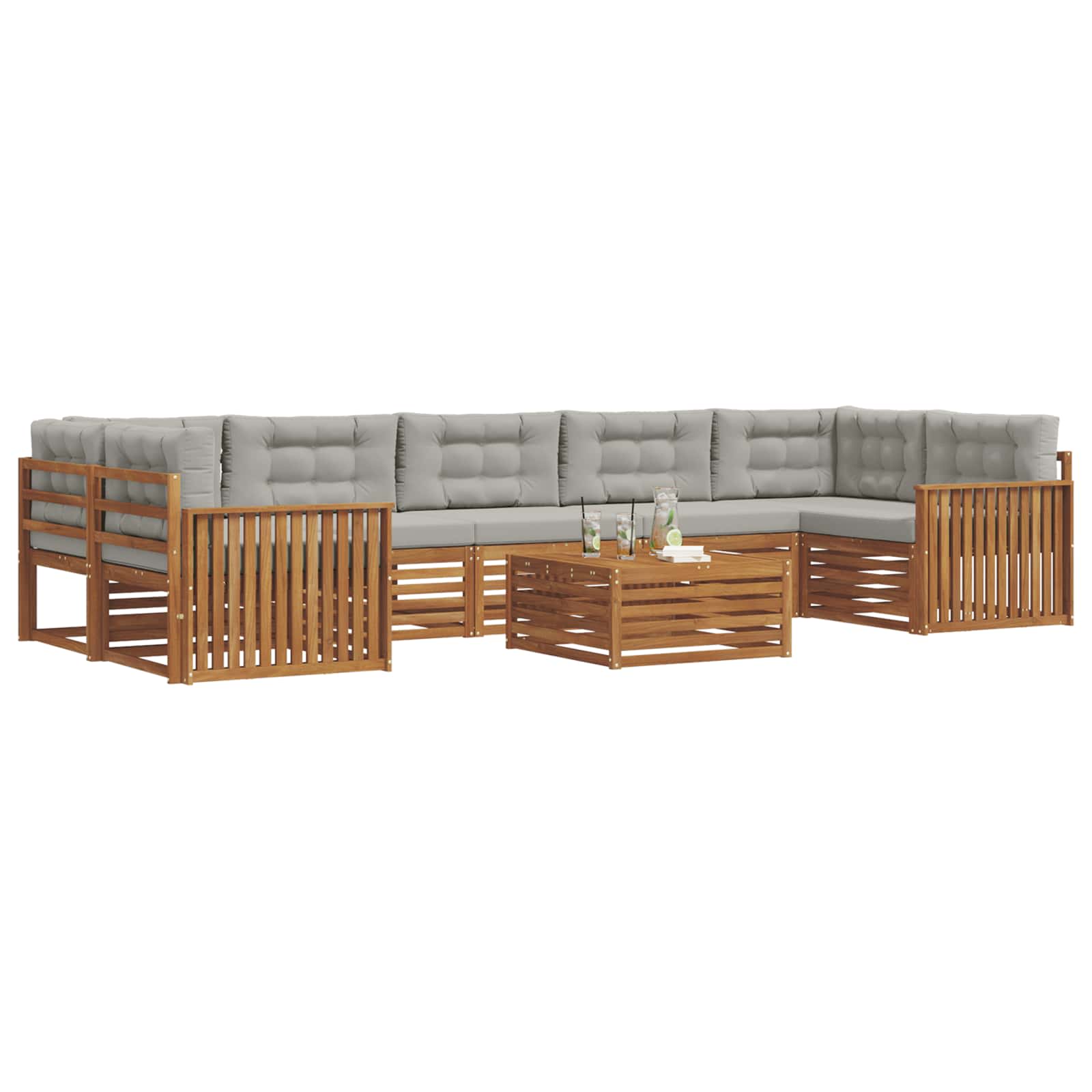 Zunanja garnitura za sedenje 8 pcs Naravna in svetlo siva - slika 3