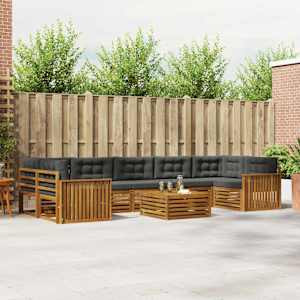 Zunanja garnitura za sedenje 8 pcs Naravna in antracitna