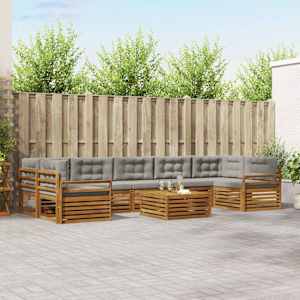 Zunanja garnitura za sedenje 8 pcs Naravna in svetlo siva