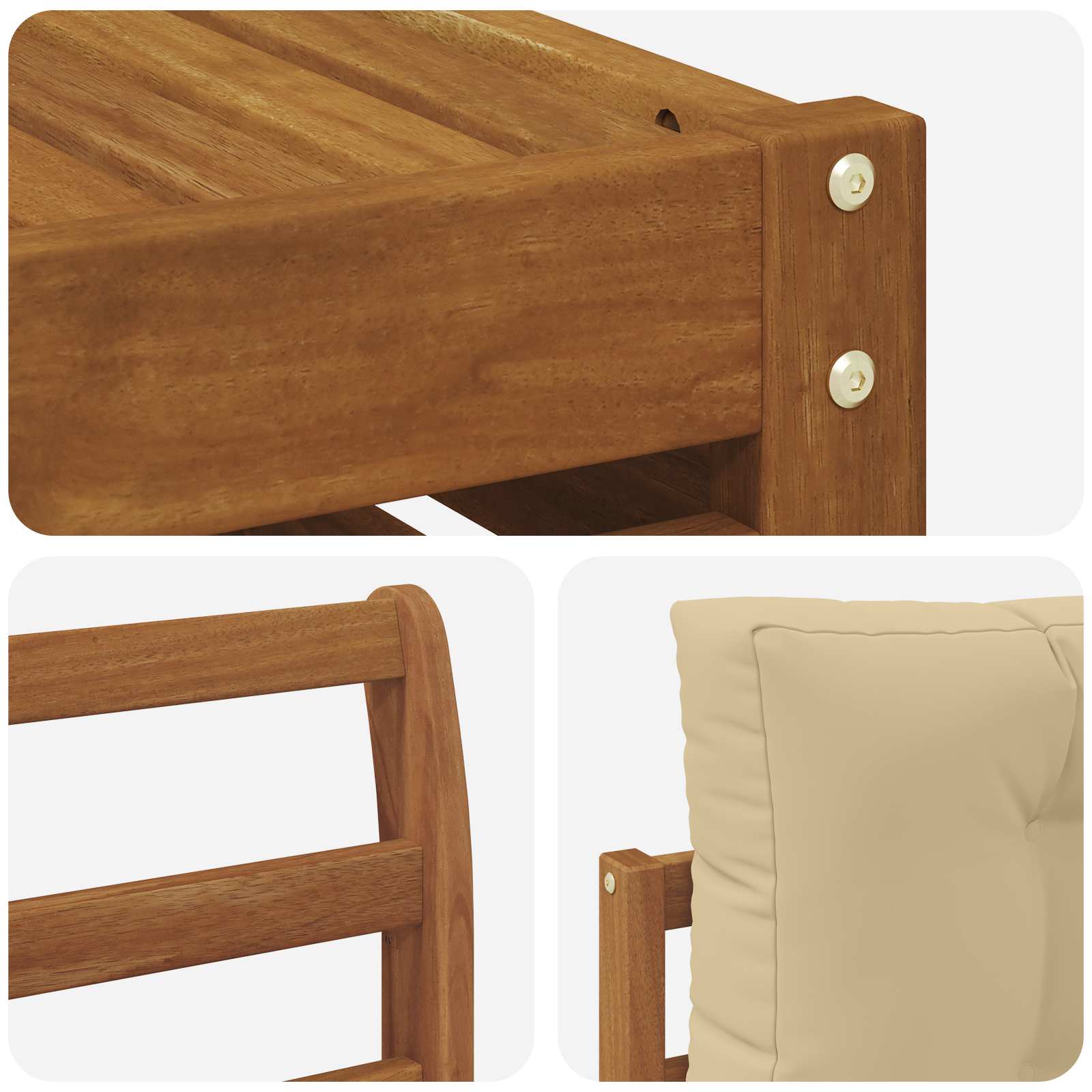 Zunanja garnitura za sedenje z blazino 8 pcs Naravna in bež - slika 7