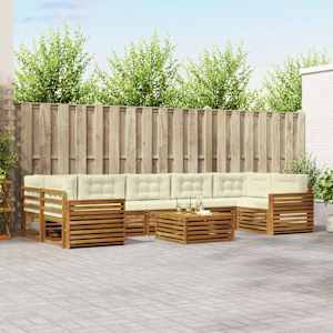 Zunanja garnitura za sedenje z blazino 8 pcs Naravna in smetana