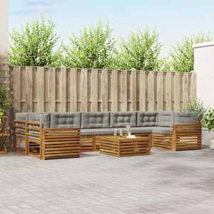 Zunanja garnitura za sedenje 8 pcs Naravna in svetlo siva