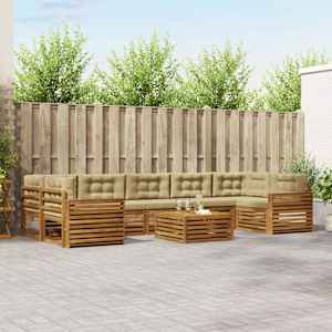 Zunanja garnitura za sedenje z blazino 8 pcs Naravna in bež