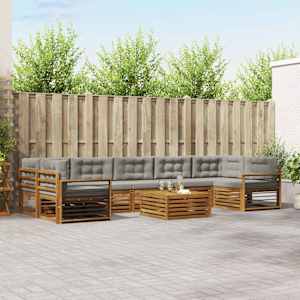 Zunanja garnitura za sedenje 8 pcs Naravna in svetlo siva