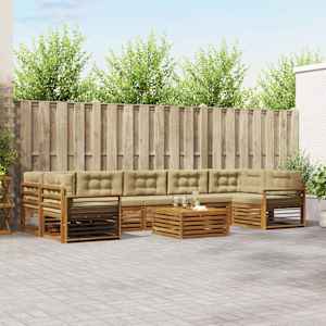 Zunanja garnitura za sedenje z blazino 8 pcs Naravna in bež