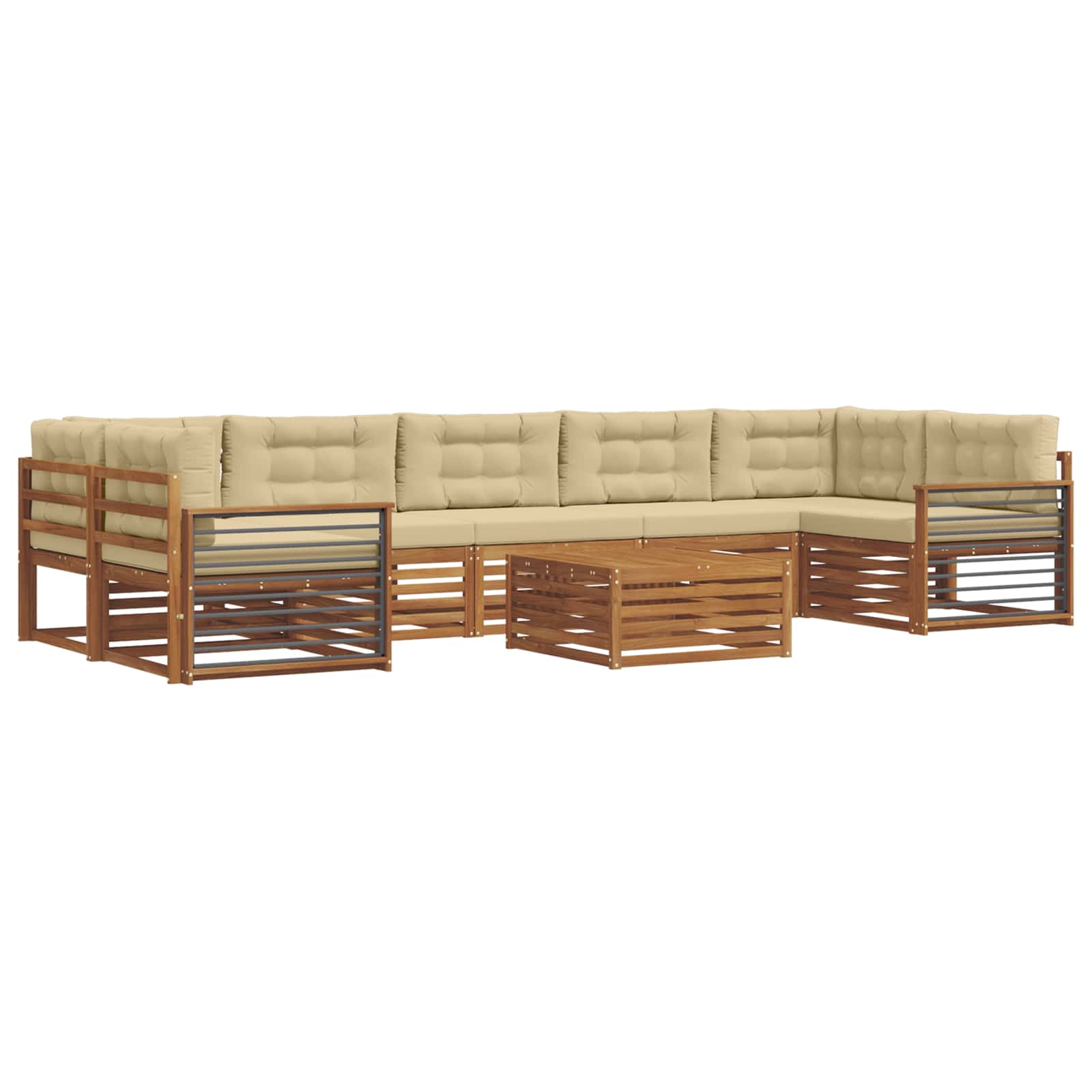 Zunanja garnitura za sedenje z blazino 8 pcs Naravna in bež - slika 2