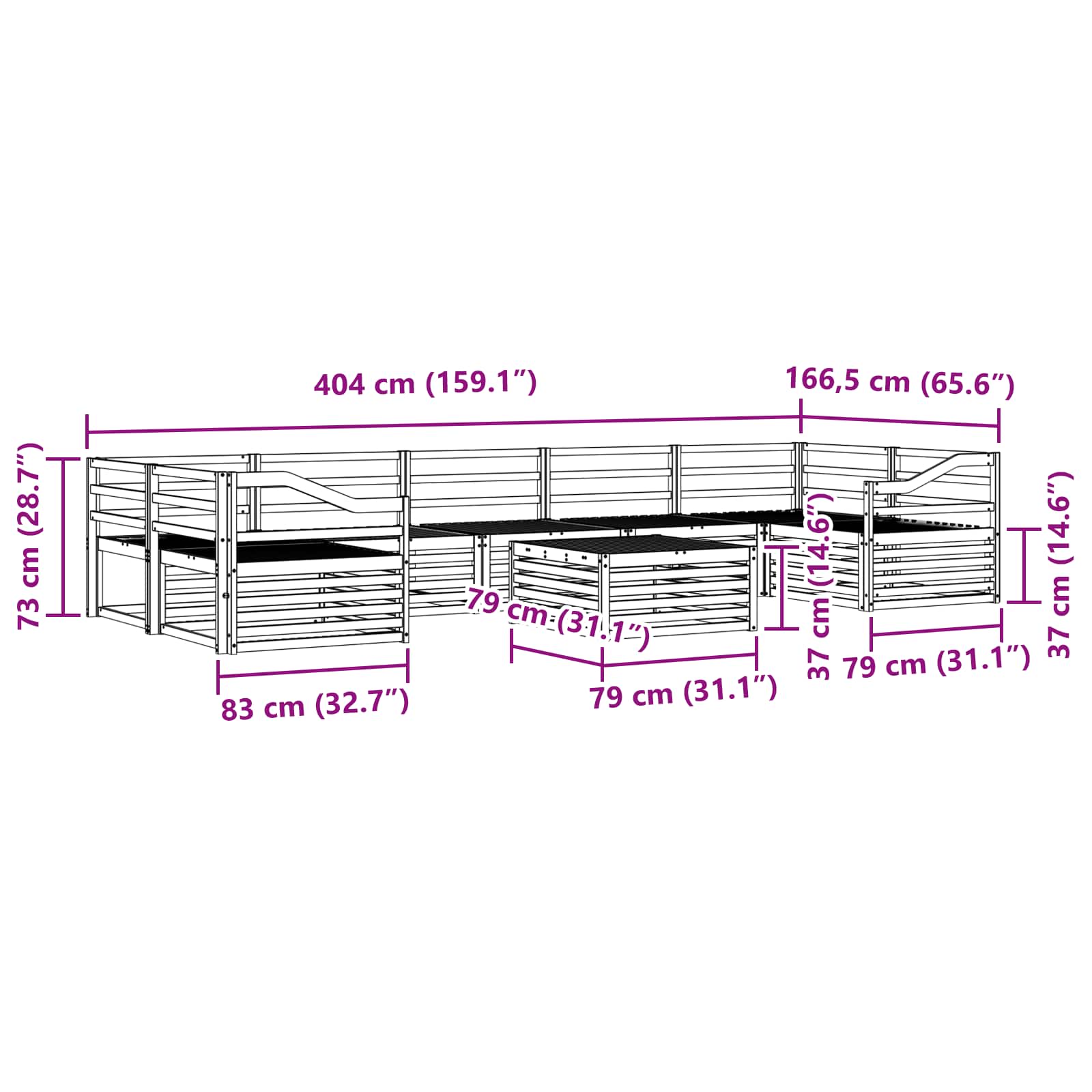 Zunanja garnitura za sedenje 8 pcs Naravna Masiven les akacije - slika 9