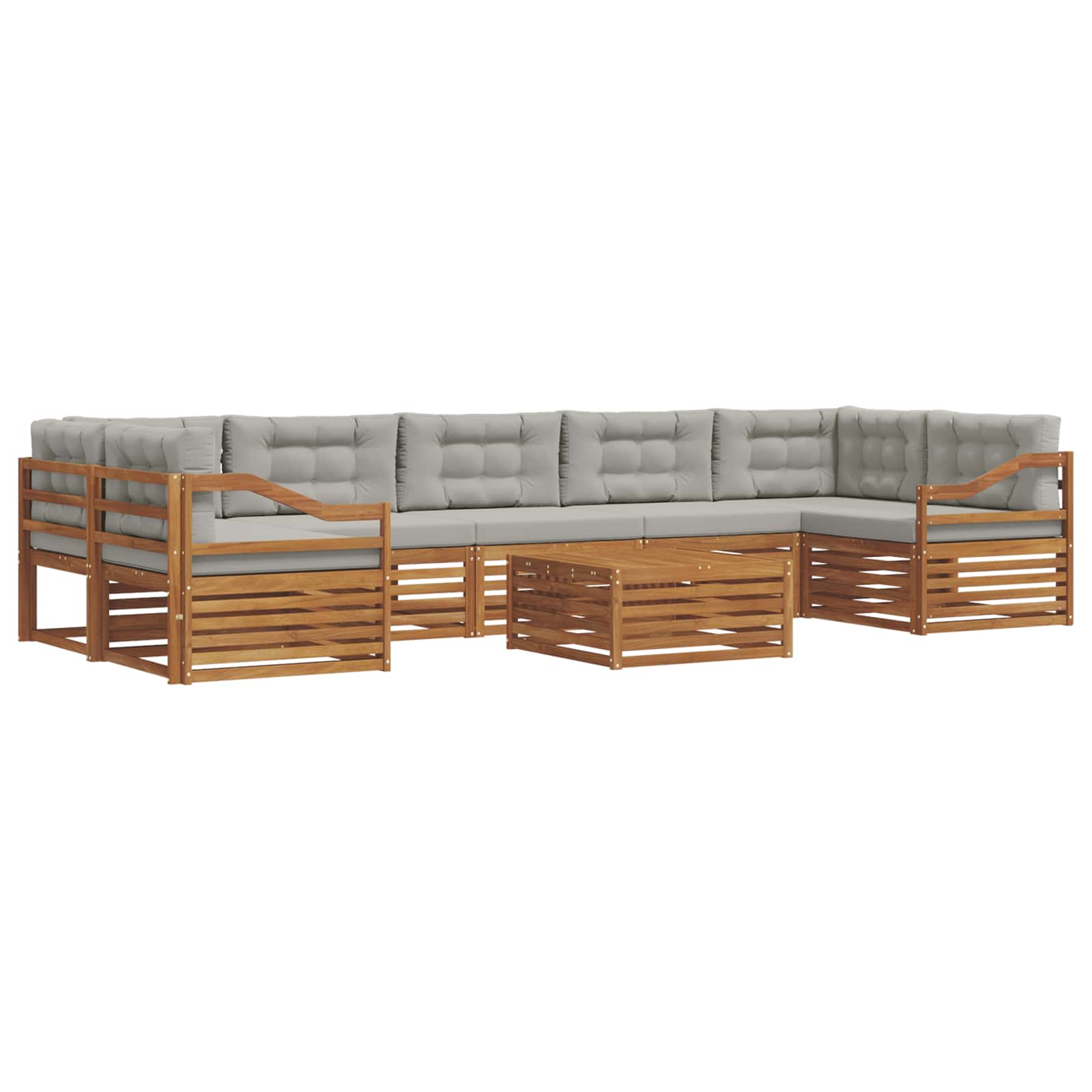 Zunanja garnitura za sedenje 8 pcs Naravna in svetlo siva - slika 2