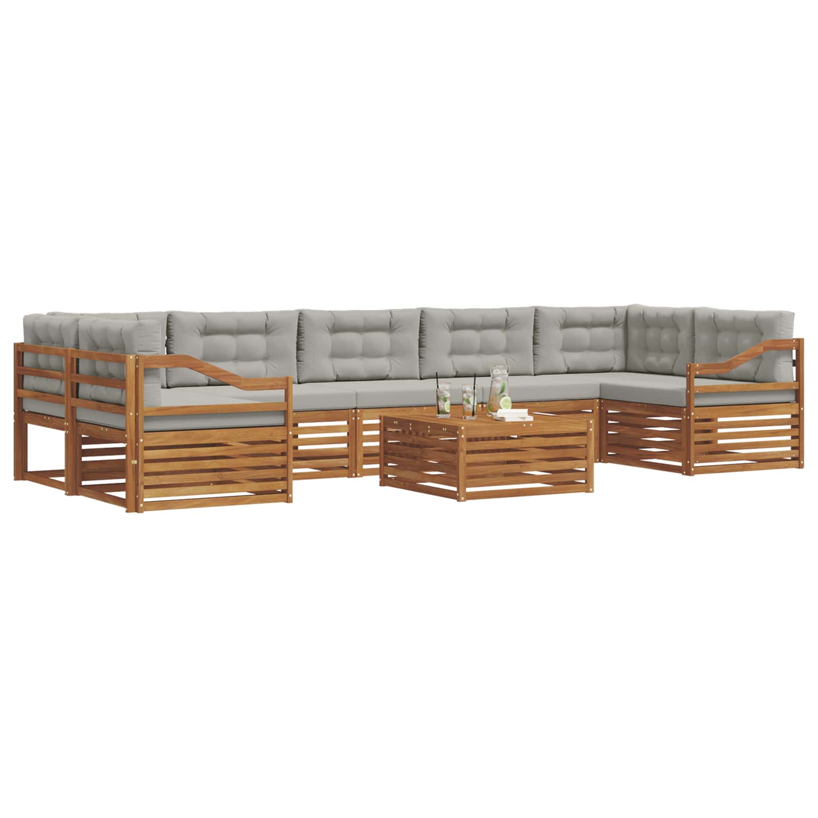 Zunanja garnitura za sedenje 8 pcs Naravna in svetlo siva - slika 3