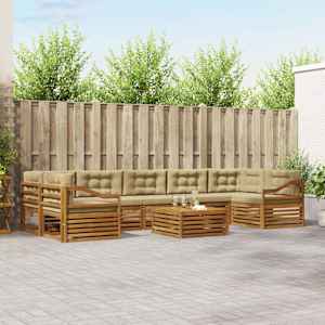 Zunanja garnitura za sedenje z blazino 8 pcs Naravna in bež