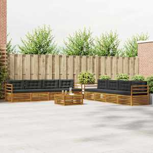 Zunanja garnitura za sedenje 9 pcs Naravna in antracitna