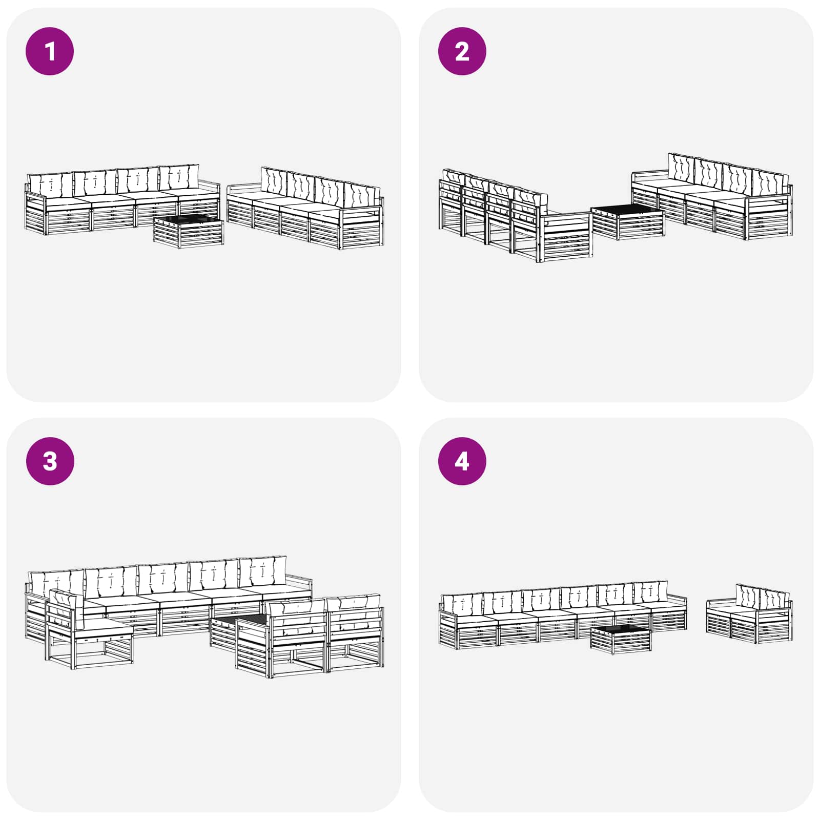 Zunanja garnitura za sedenje z blazino 9 pcs Naravna in bež - slika 7