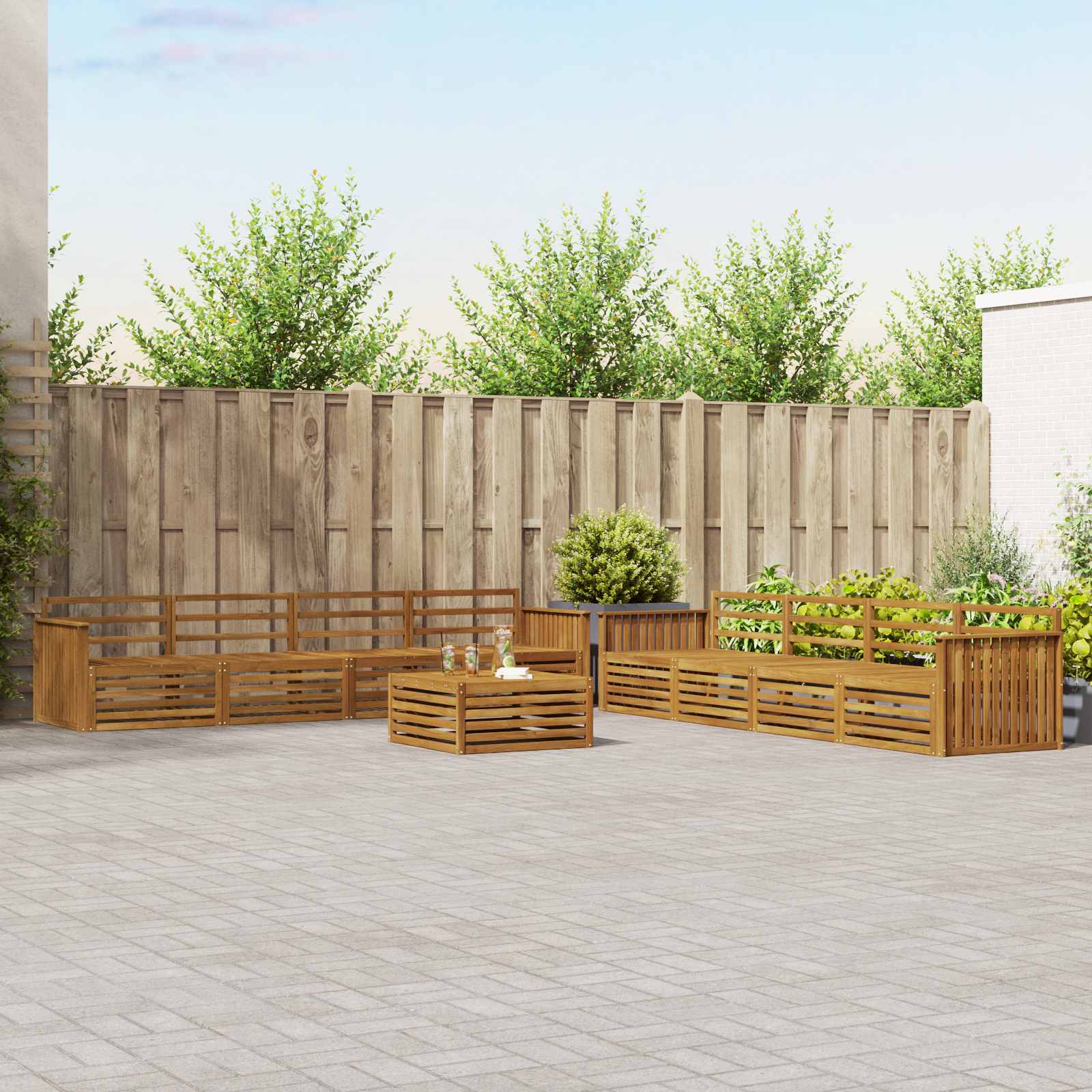 vidaXL Outdoor-Sofagarnitur 9 pcs Natur Massivholz Akazie