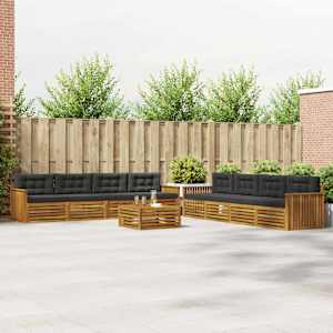 Zunanja garnitura za sedenje 9 pcs Naravna in antracitna