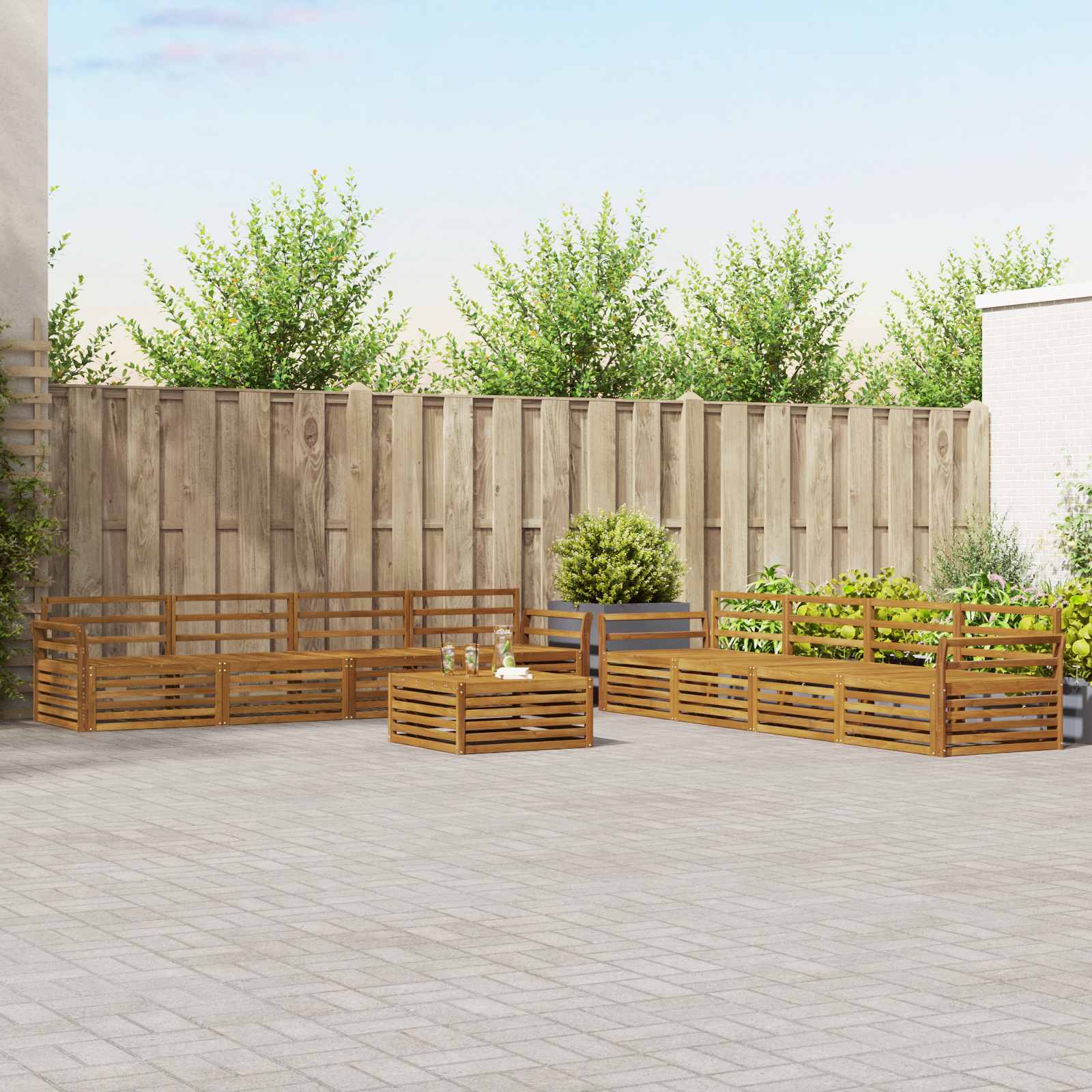 Zunanja garnitura za sedenje 9 pcs Naravna Masiven les akacije