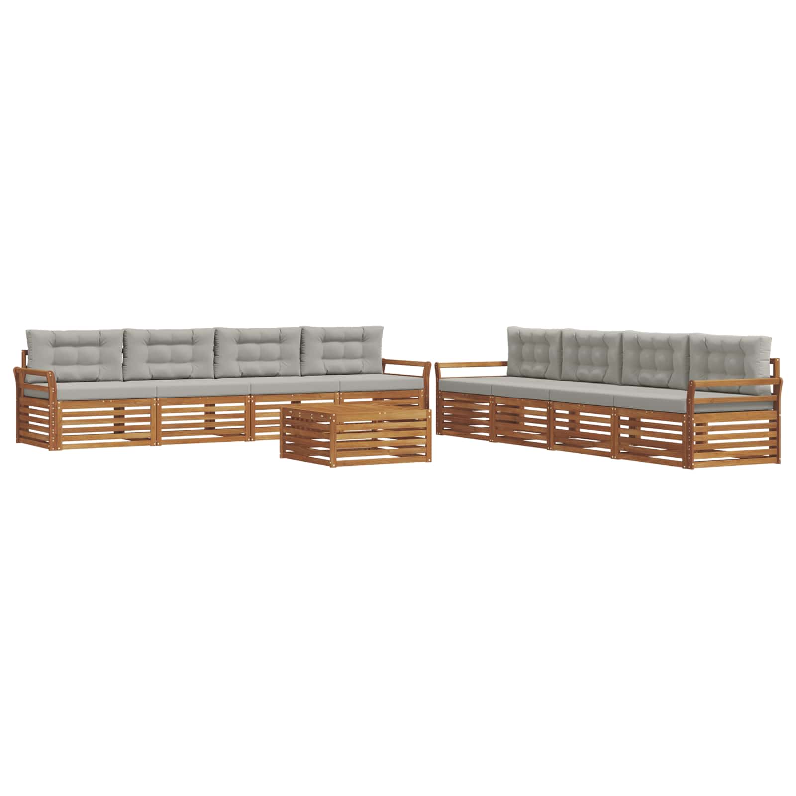 Zunanja garnitura za sedenje 9 pcs Naravna in svetlo siva - slika 2