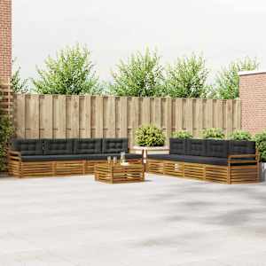 Zunanja garnitura za sedenje 9 pcs Naravna in antracitna