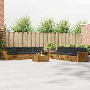 Zunanja garnitura za sedenje 9 pcs Naravna in antracitna