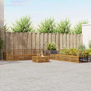 Zunanja garnitura za sedenje 9 pcs Naravna