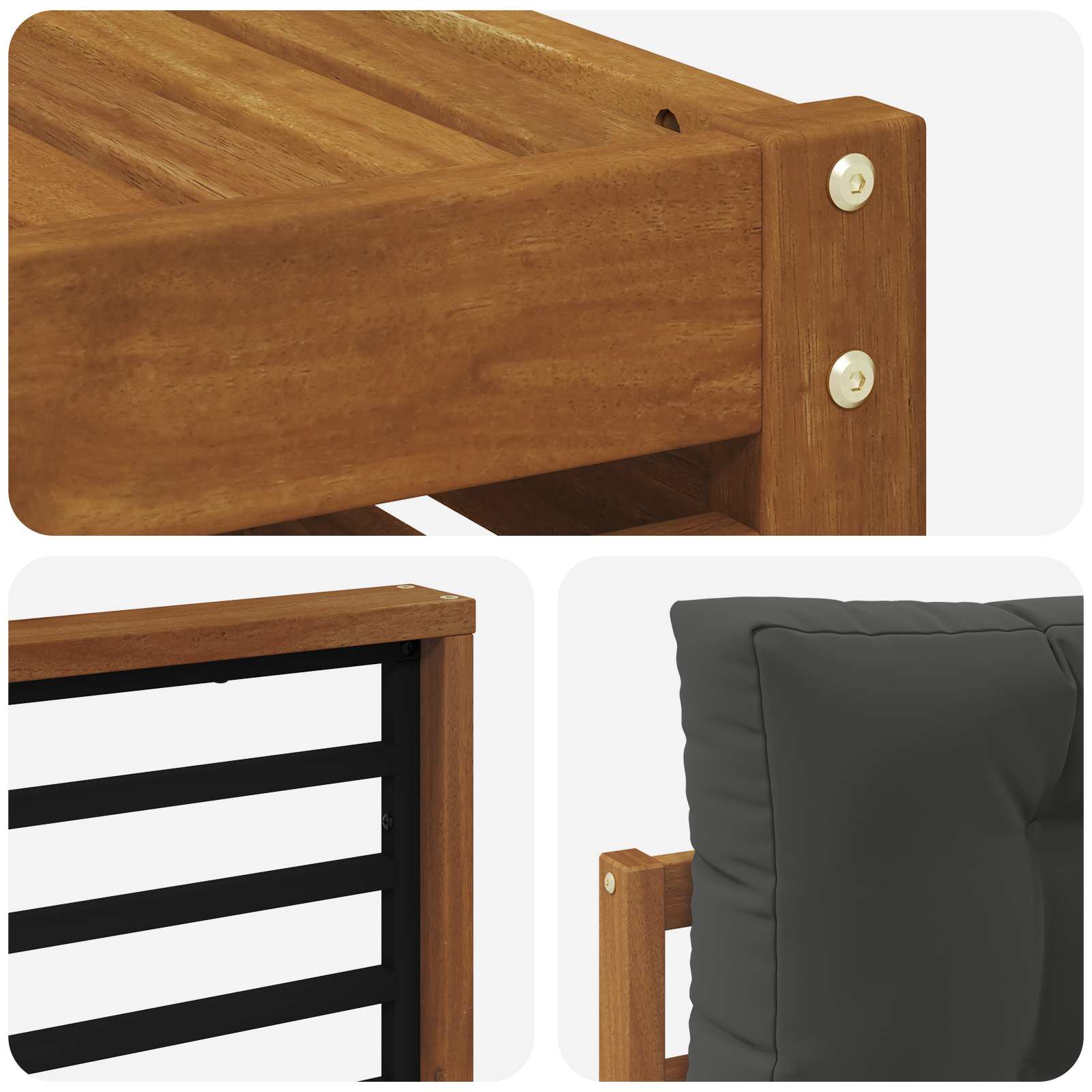 Buiten bankenset met kussen 9 pcs Natuurlijk en Antraciet - Afbeelding 6