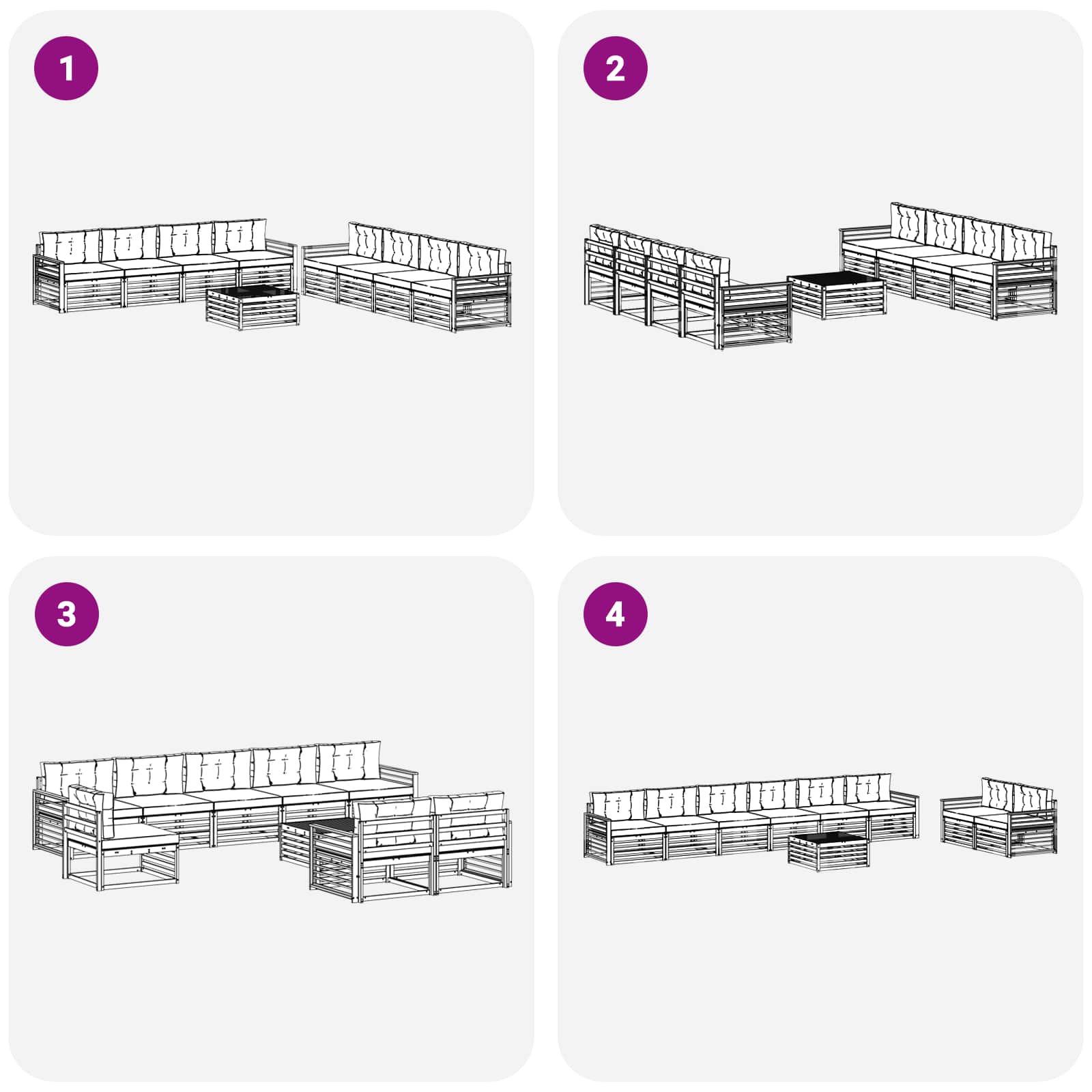 Buiten bankenset met kussen 9 pcs Natuurlijk en Antraciet - Afbeelding 7