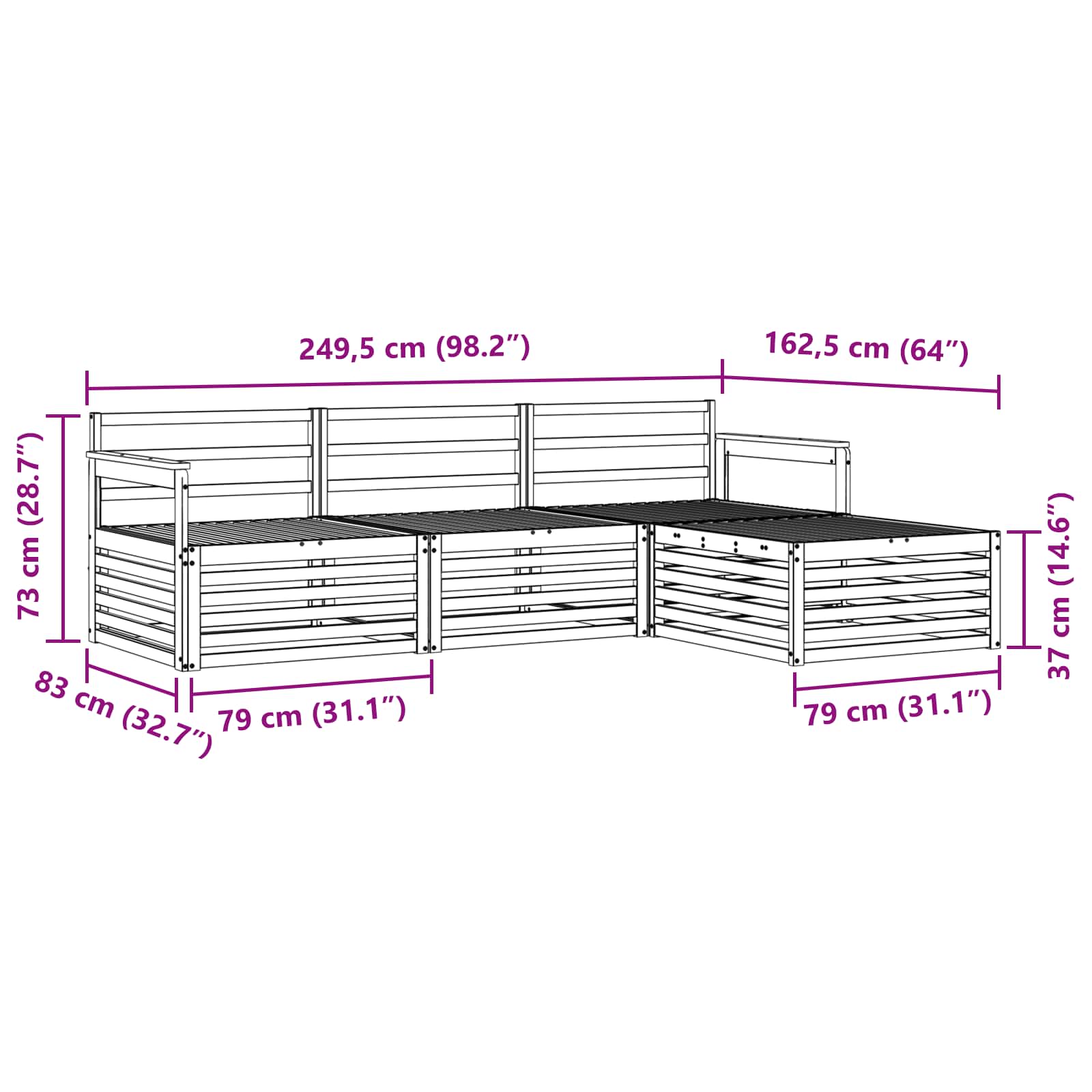 Zunanja garnitura za sedenje 4 pcs Naravna Masiven les akacije - slika 7