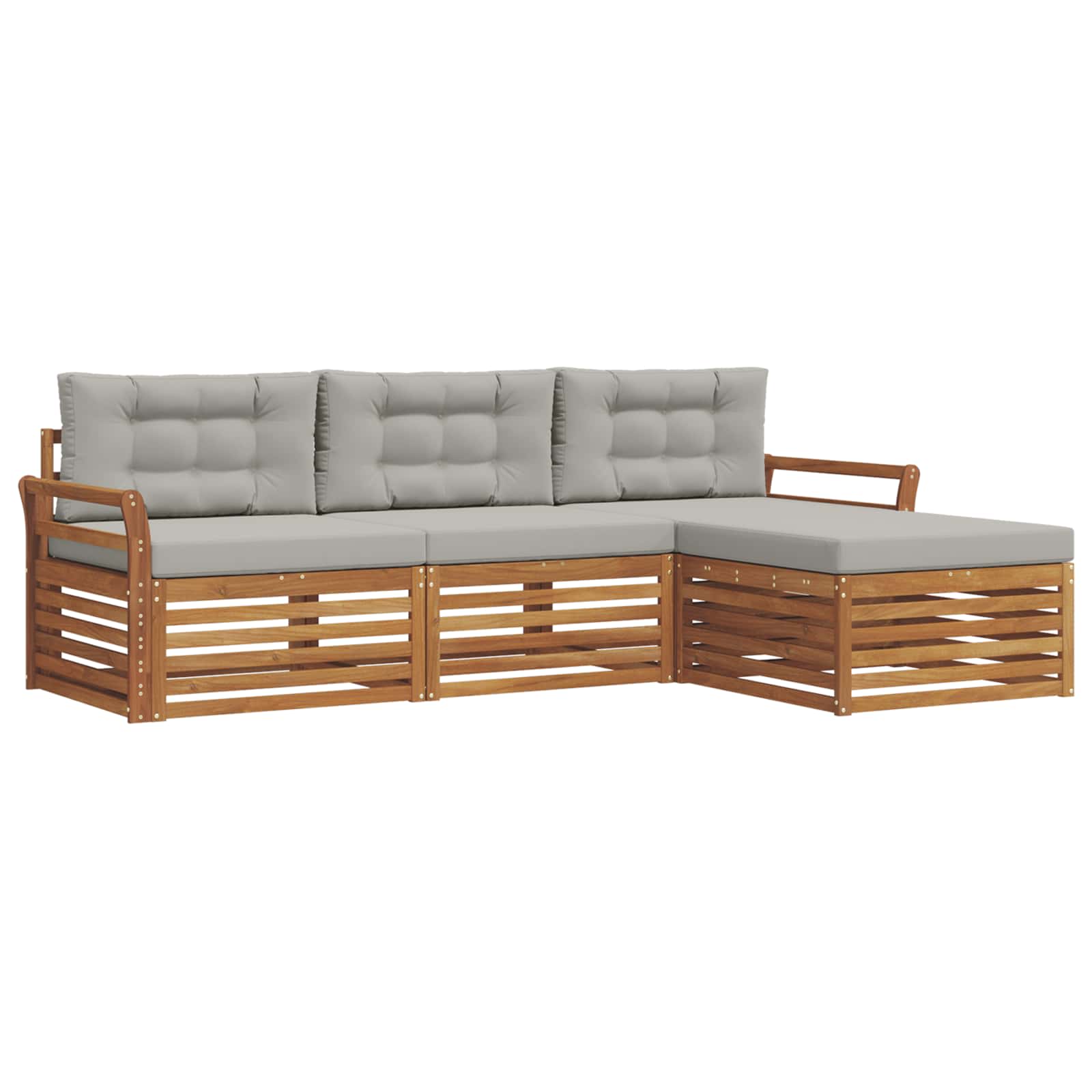 Zunanja garnitura za sedenje 4 pcs Naravna in svetlo siva - slika 2