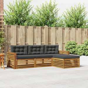 Zunanja garnitura za sedenje 4 pcs Naravna in antracitna