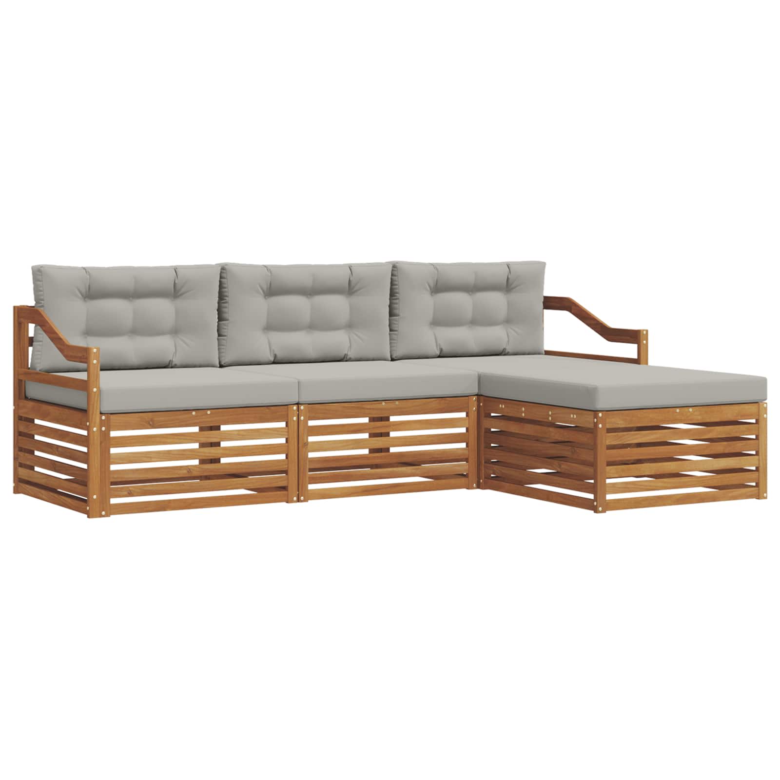 Thumbnail - vidaXL Outdoor-Sofagarnitur mit Kissen 4 pcs Natürlich und Hellgrau